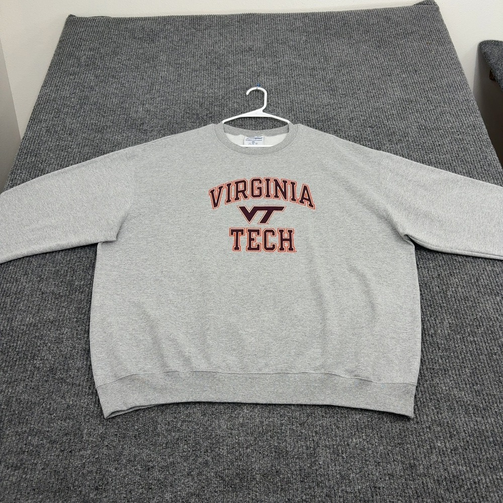Virginia Tech Champion Sweatshirt Mens 2XL Gray Cotton Blend Crewneck Sportswear